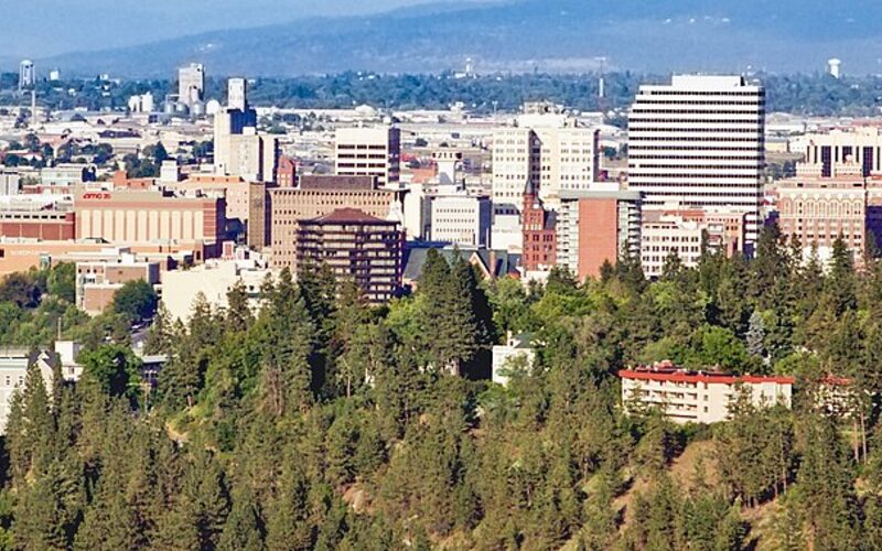 Spokane, Washington downtown skyline from a distance