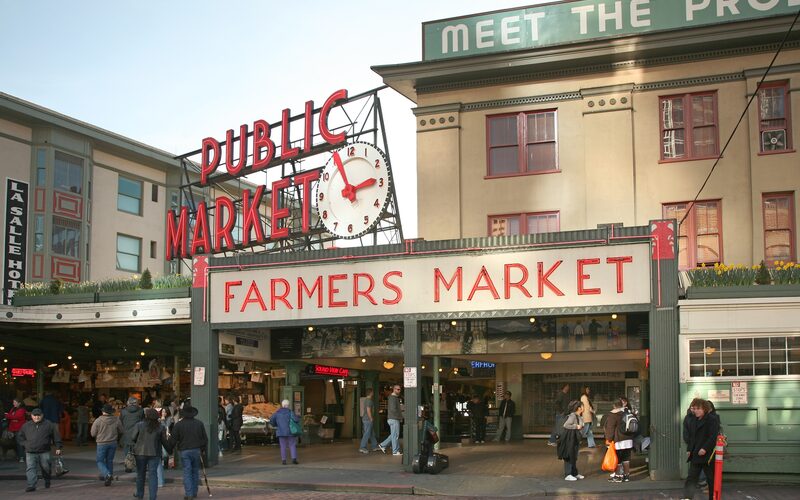 Historic Pike Place Market in Seattle, Washington — one of the oldest continuously operated public farmers' markets in the United States
