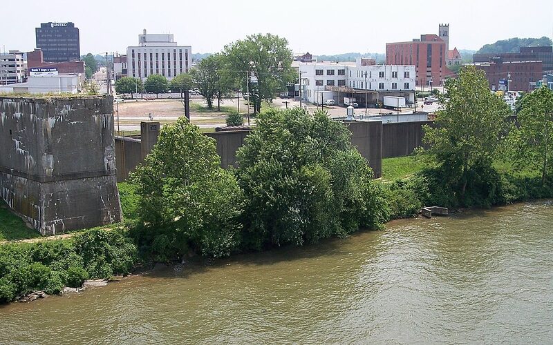 Downtown Parkersburg, West Virginia along the river