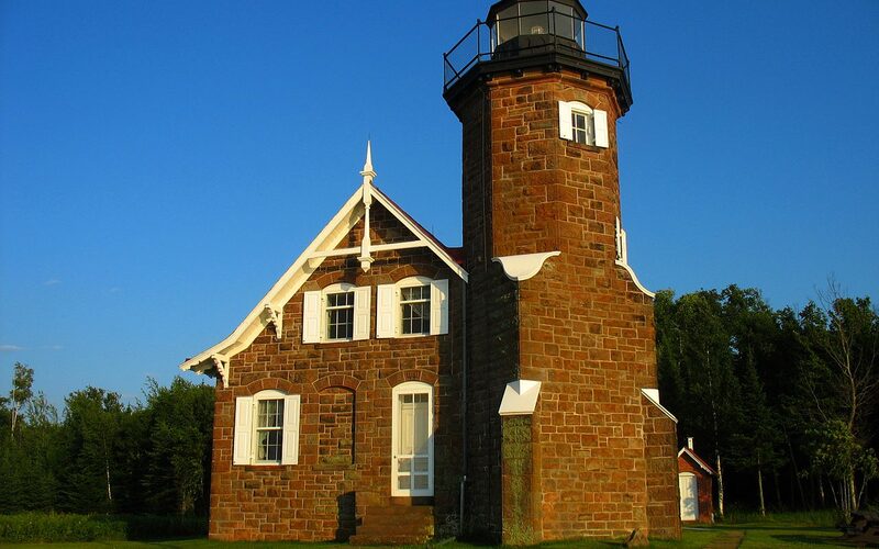 Sandstone lighthouse on the Apostle Islands National Lakeshore on Lake Superior