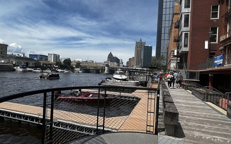 Milwaukee Riverwalk and Third Ward district along the Milwaukee River