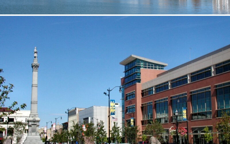 Racine, Wisconsin lakefront and downtown street scenes