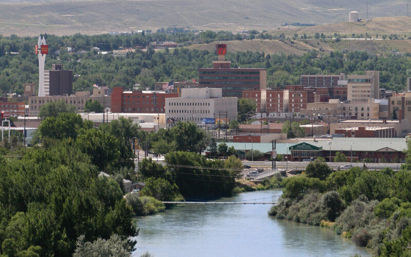 Casper, Wyoming skyline with Casper Mountain in the background