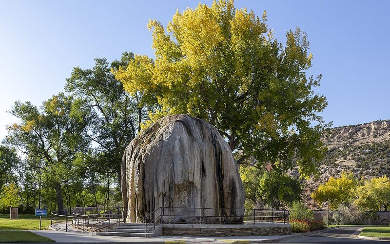 Travertine mineral mound at Hot Springs State Park in Thermopolis, Wyoming