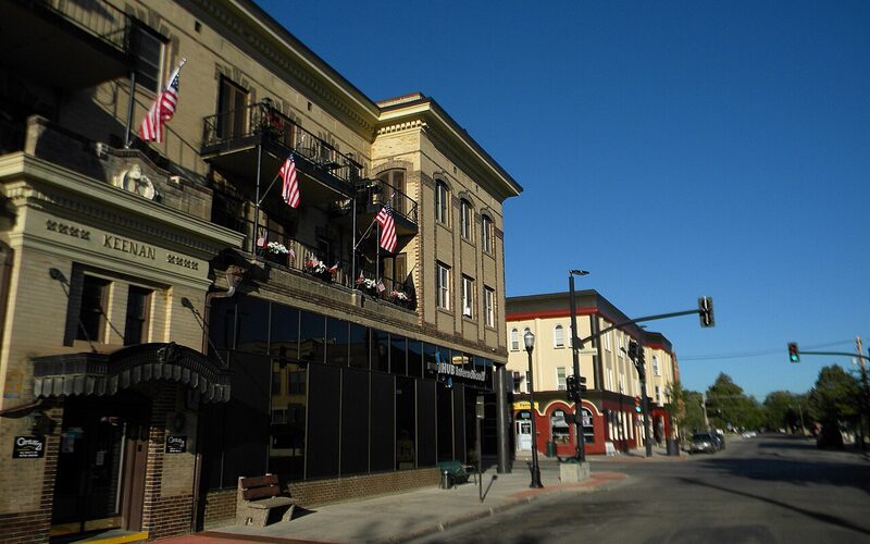 Historic Main Street buildings in downtown Sheridan, Wyoming
